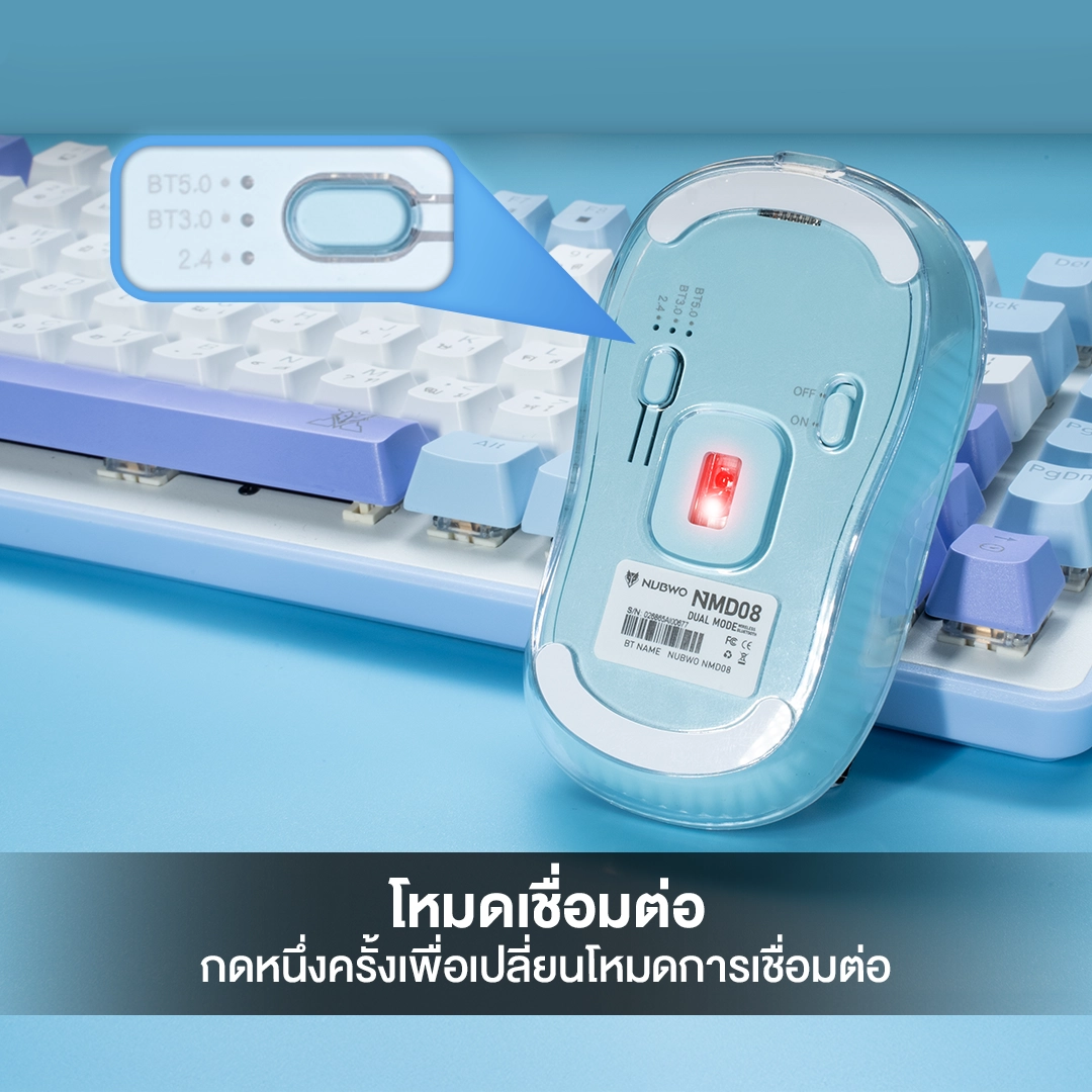 เมาส์ไร้สาย รุ่น NMD08 พร้อมไฟ LED ปรับ DPI 1200