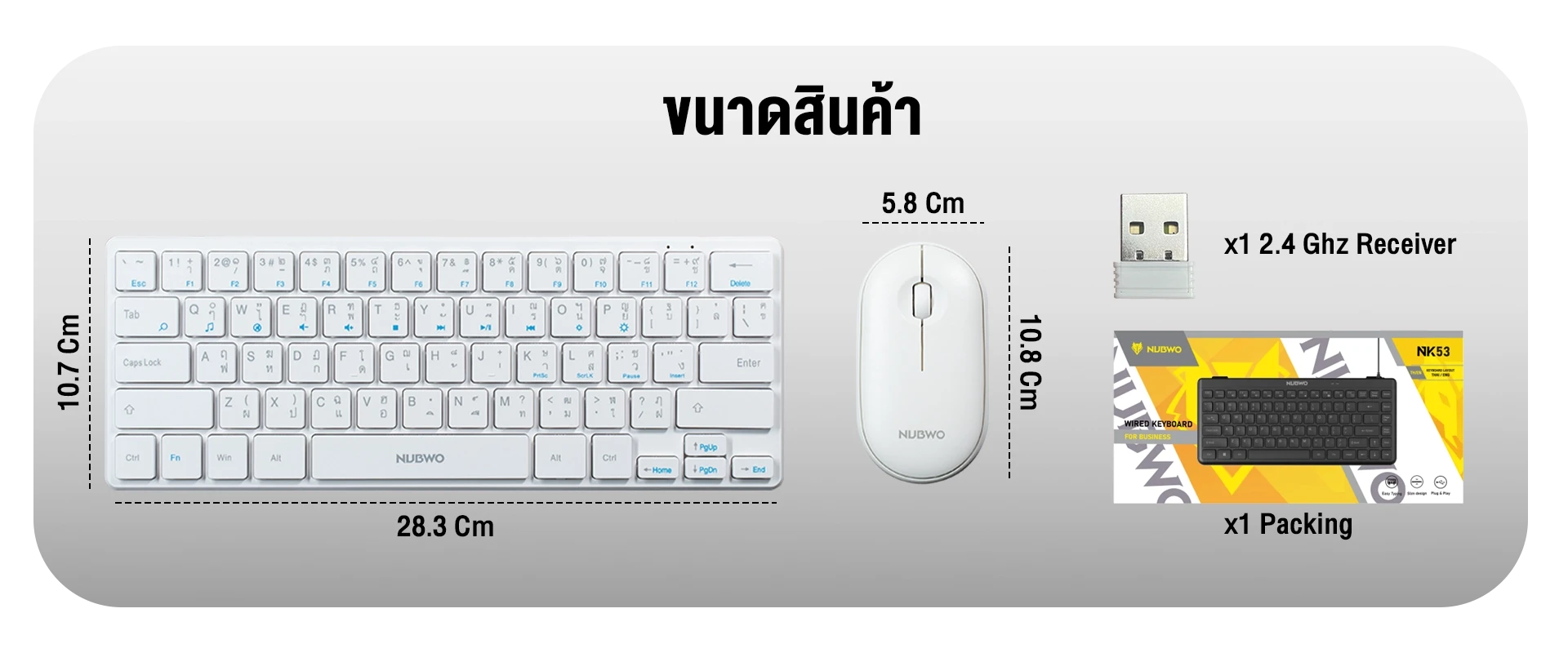 คีย์บอร์ดและเมาส์แบบไร้สาย รุ่น NKM633 wireless ergonomic combo set