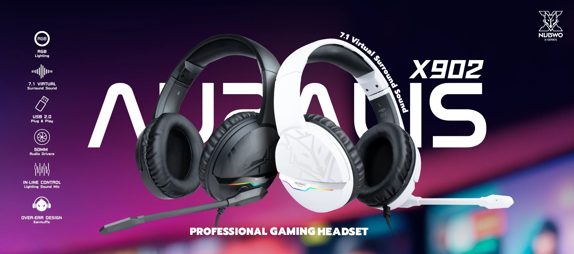 ไดรเวอร์ 50mm และไฟ RGB ของ หูฟังเกมมิ่ง รุ่น X902