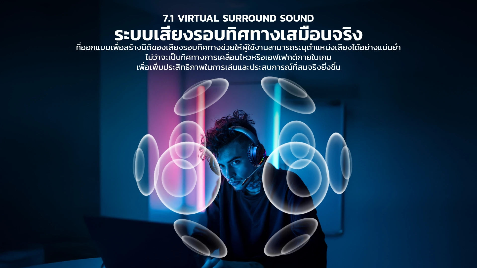 ไดรเวอร์ 50mm และไฟ RGB ของ หูฟังเกมมิ่ง รุ่น X902