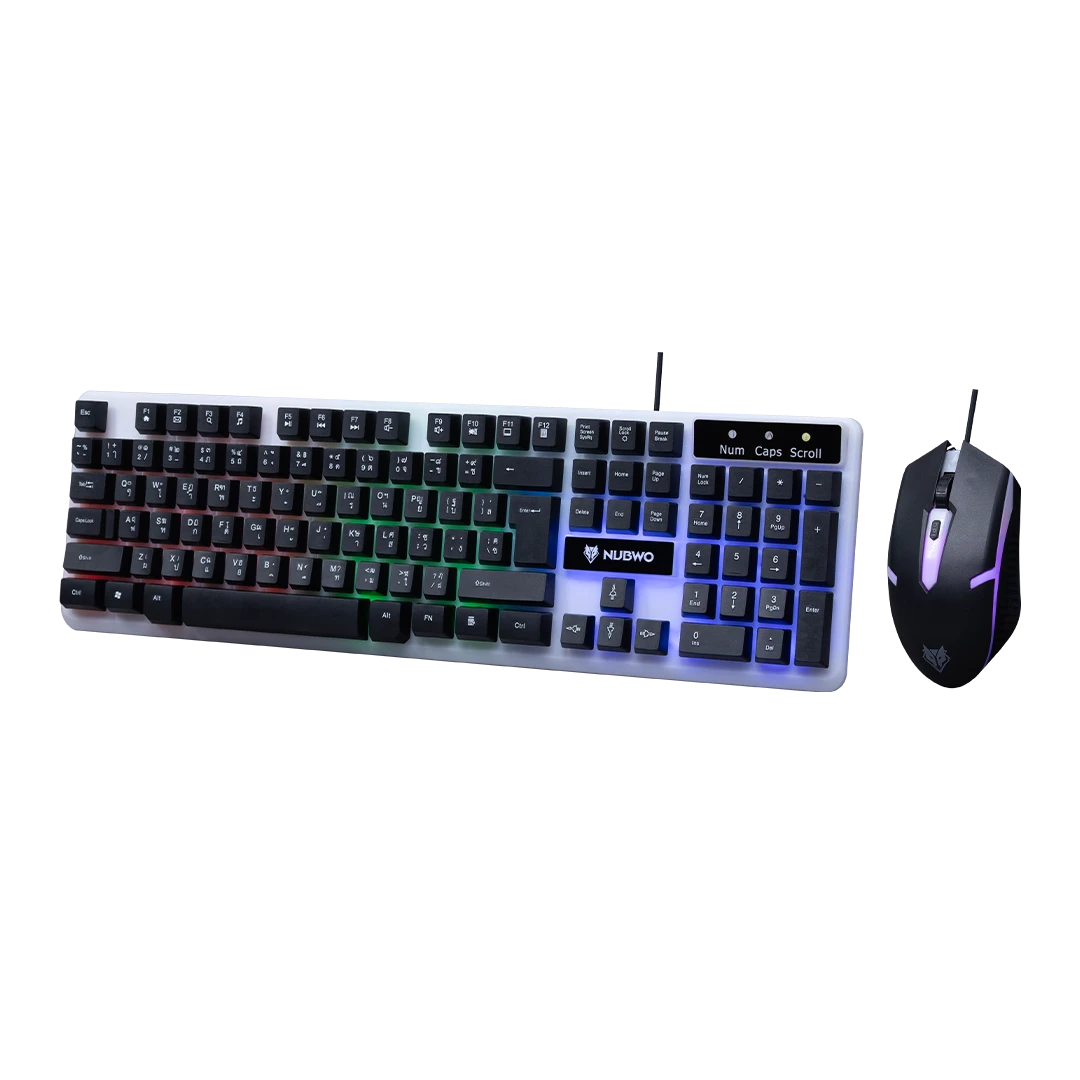ชุดคอมโบเซ็ต คีย์บอร์ด เมาส์ รุ่น NKM635 พร้อมไฟ Rainbow สวยงาม