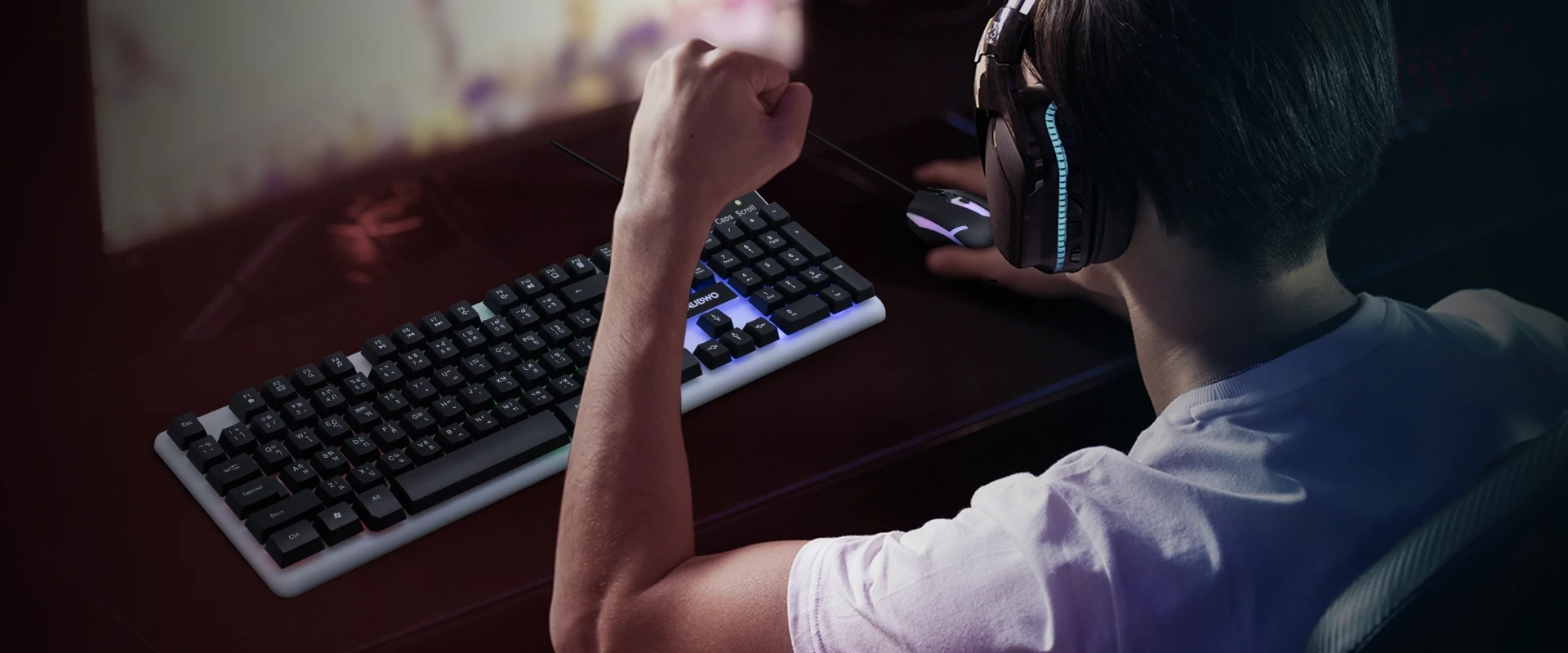 ชุดคอมโบเซ็ต คีย์บอร์ด เมาส์ รุ่น NKM635 พร้อมไฟ Rainbow สวยงาม