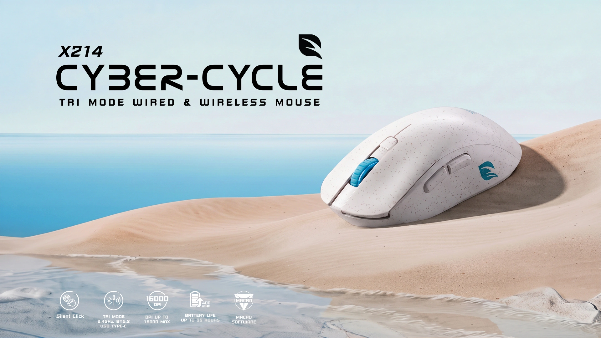 เมาส์เกมมิ่งไร้สาย X214 Cyber Cycle Tri-Mode พร้อมแท่นชาร์จ RGB