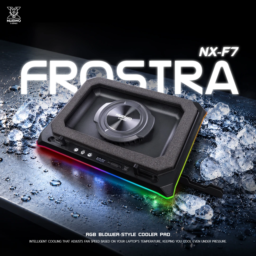 NX-F7 FROSTRA ที่วางโน้ตบุ๊กระบายความร้อน RGB Blower-Style รองรับขนาด 14-17 นิ้ว