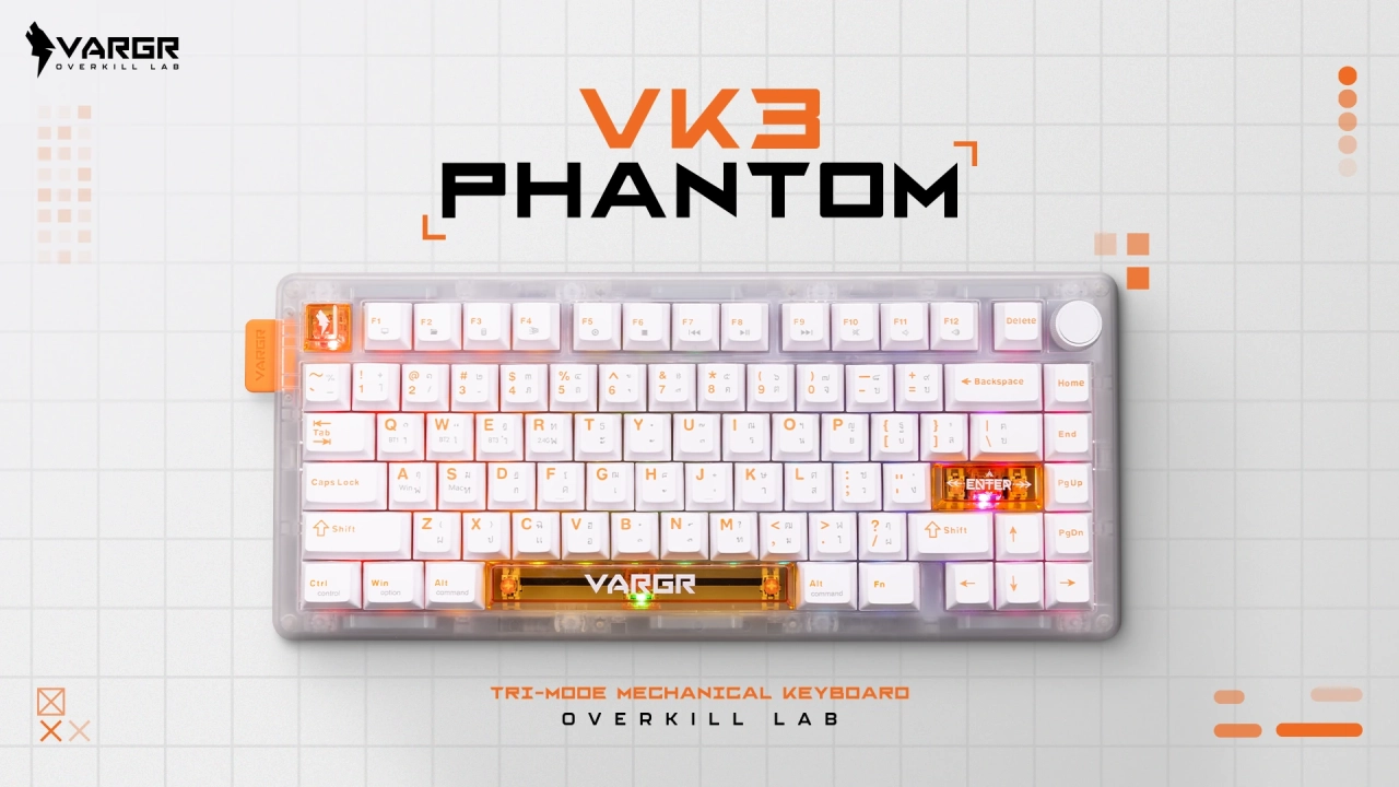 VK3 PHANTOM คีย์บอร์ด TRI-MODE พร้อมปุ่ม Knob ปรับเสียง